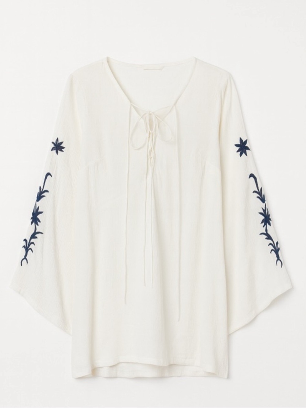 White Embroidered Tie-Neck Boho Dress NWT